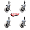 Service Caster 3 Inch Thermoplastic Wheel 7/8 Inch Expanding Stem Caster with Brakes, 4PK SCC-EX05S310-TPRS-SLB-78-4